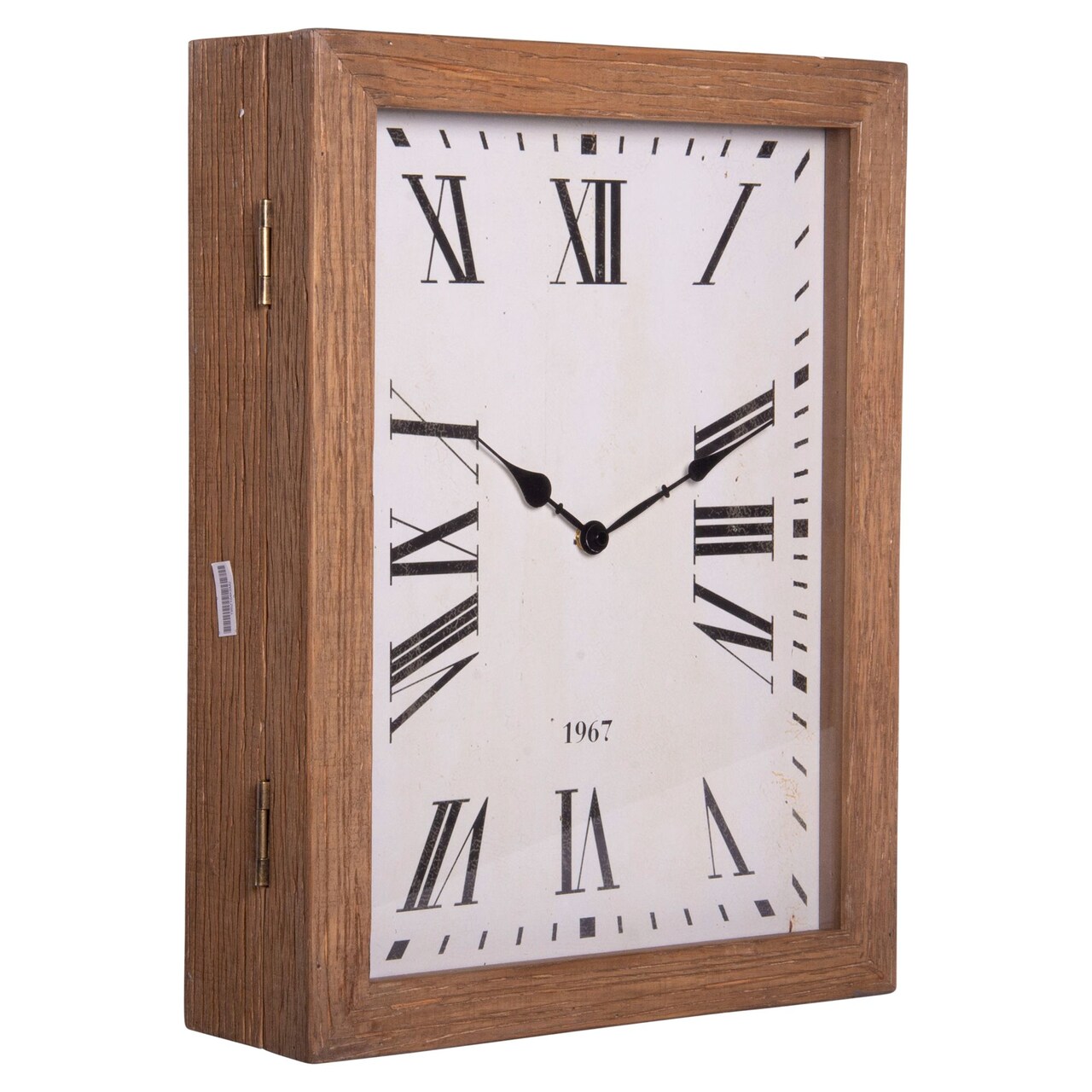 Creative Design 16.50&#x22; Brown and White Antique Brushed Rectangle Wall Clock